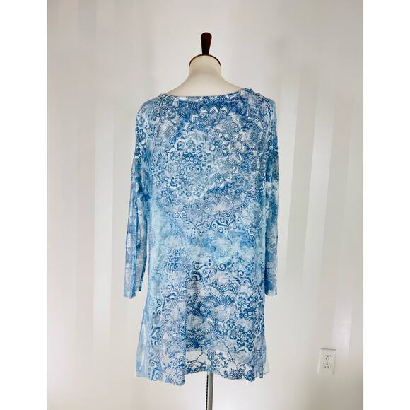 CALSTYLE Women’s Blue/White Lace Overlay Tunic Sz 2X - Picture 4 of 9